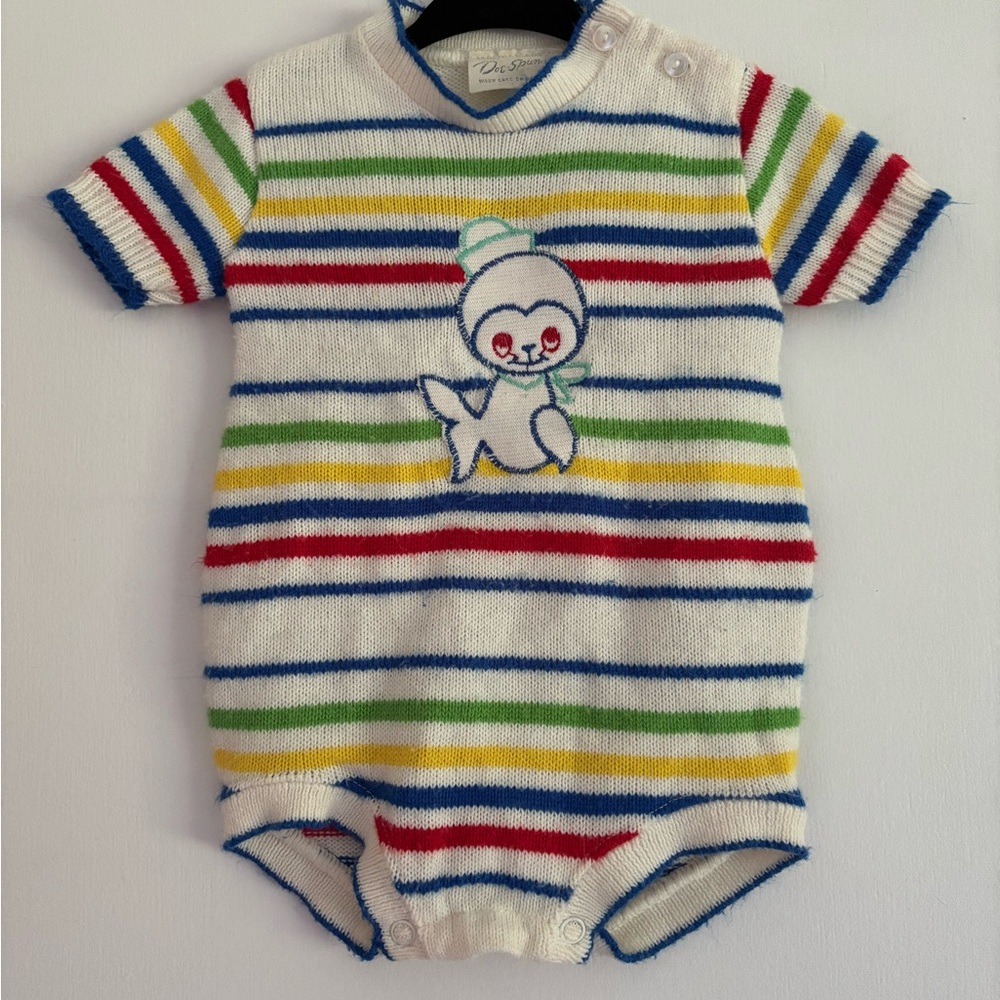 Vintage Colorful Striped Seal Romper